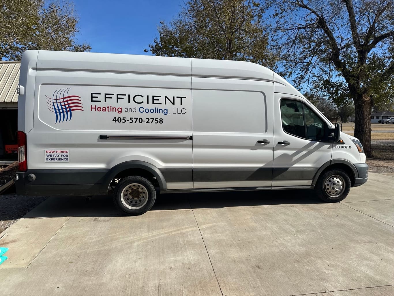 Efficient Heating and Cooling branded service van